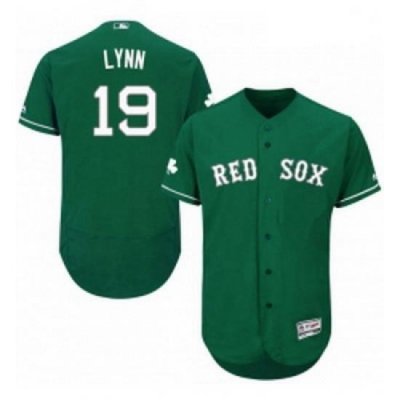 Mens Majestic Boston Red Sox 19 Fred Lynn Green Celtic Flexbase Authentic Collection MLB Jersey