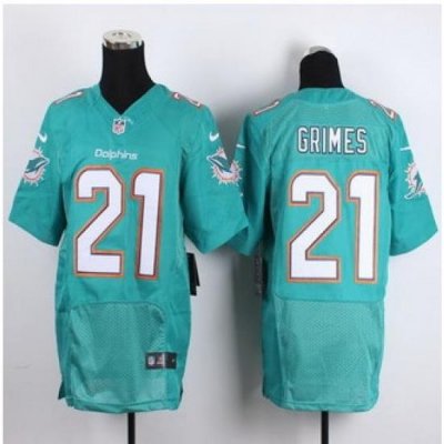 New Miami Dolphins #21 Brent Grimes Aqua Green Team Color Men Stitched NFL New Elite Jersey