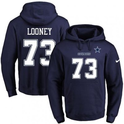 NFL Mens Nike Dallas Cowboys 73 Joe Looney Navy Blue Name Number Pullover Hoodie