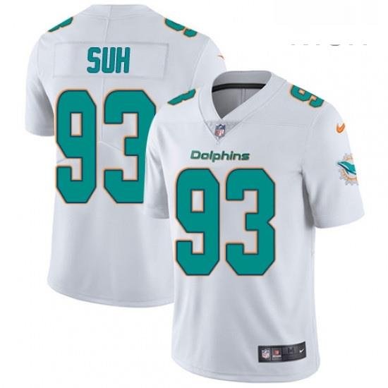 Mens Nike Miami Dolphins 93 Ndamukong Suh White Vapor Untouchable Limited Player NFL Jersey