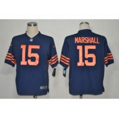 NIKE Chicago Bears 15 Marshall Blue Game Orange Number NFL Jersey