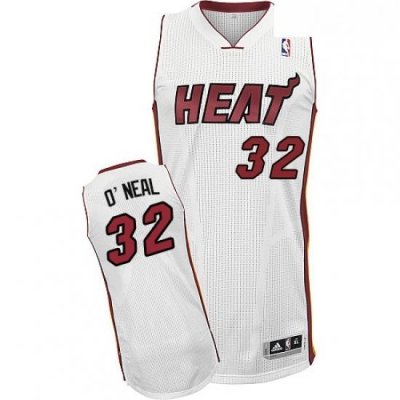 Mens Adidas Miami Heat 32 Shaquille ONeal Authentic White Home NBA Jersey