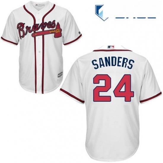 Youth Majestic Atlanta Braves 24 Deion Sanders Replica White Home Cool Base MLB Jersey