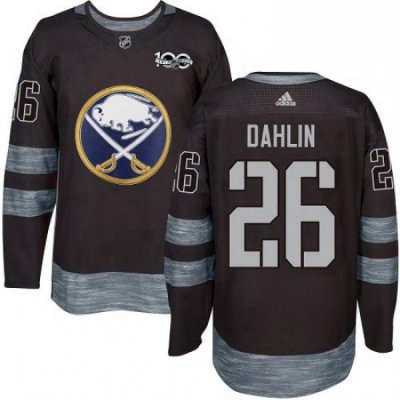 Mens Adidas Buffalo Sabres 26 Rasmus Dahlin Authentic Black 1917 2017 100th Anniversary NHL Jersey