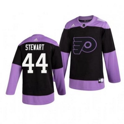 Flyers 44 Chris Stewart Black Purple Hockey Fights Cancer Adidas Jersey