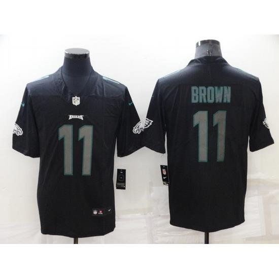 Men Philadelphia Eagles 11 A J Brown Black Impact Limited Stitched Jerse