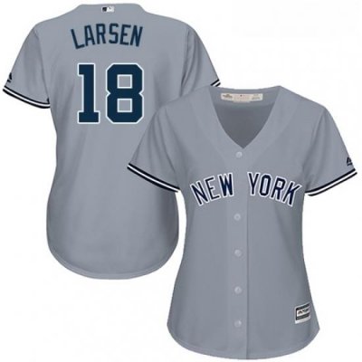 Womens Majestic New York Yankees 18 Don Larsen Replica Grey Road MLB Jersey