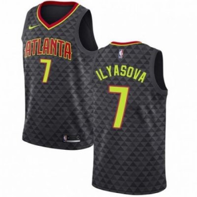 Mens Nike Atlanta Hawks 7 Ersan Ilyasova Authentic Black Road NBA Jersey Icon Edition