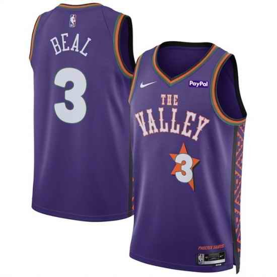 Men Phoenix Suns 3 Bradley Beal Purple 2024 25 City Edition Stitched Basketball Jersey