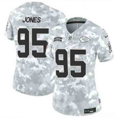 Women Kansas City Chiefs 95 Chris Jones 2024 F U S E Arctic Camo Salute To Service Limited Stitched Football Jersey