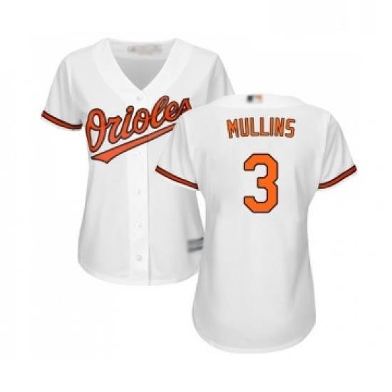 Womens Baltimore Orioles 3 Cedric Mullins Replica White Home Cool Base Baseball Jersey