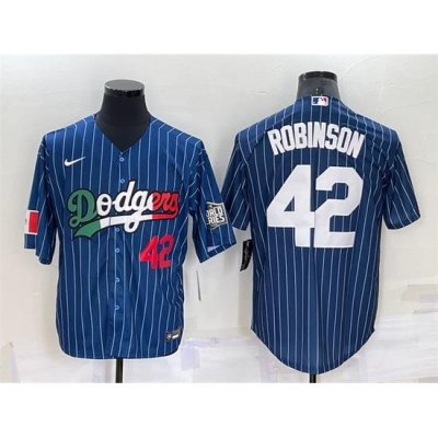 Men Los Angeles Dodgers 42 Jackie Robinson Navy Mexico World Series Cool Base Stitched Baseball Jersey