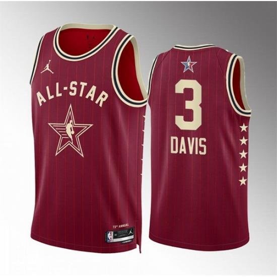 Men 2024 All Star 3 Anthony Davis Crimson Stitched Basketball Jersey