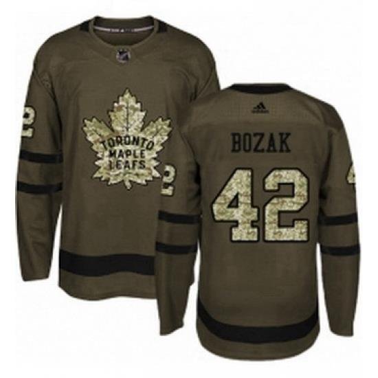 Mens Adidas Toronto Maple Leafs 42 Tyler Bozak Authentic Green Salute to Service NHL Jersey