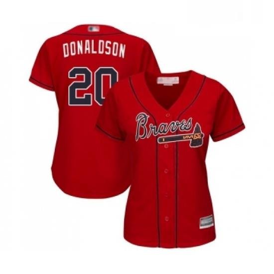 Womens Atlanta Braves 20 Josh Donaldson Replica Red Alternate Cool Base Baseball Jersey