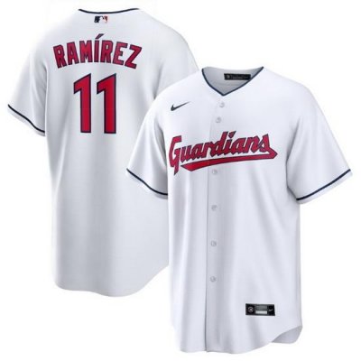 Men Cleveland Guardians 11 Jose Ramirez White Cool Base Stitched Baseball jersey