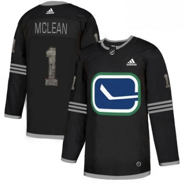 Mens Adidas Vancouver Canucks 1 Kirk Mclean Black 1 Authentic Classic Stitched NHL Jersey