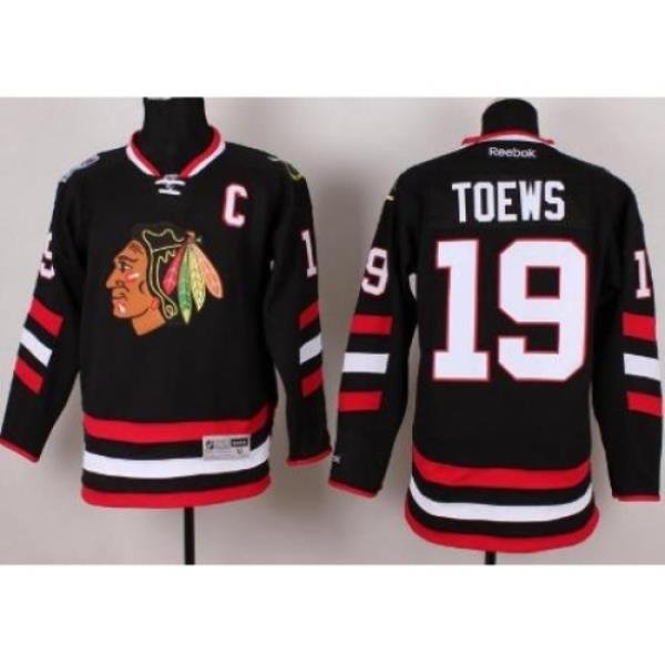 Chicago Blackhawks 19 Jonathan Toews Black 2014 Stadium Series NHL Jersey C PATCH