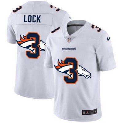 Nike Broncos 3 Drew Lock White Shadow Logo Limited Jersey