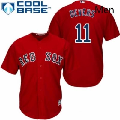 Mens Majestic Boston Red Sox 11 Rafael Devers Replica Red Alternate Home Cool Base MLB Jersey