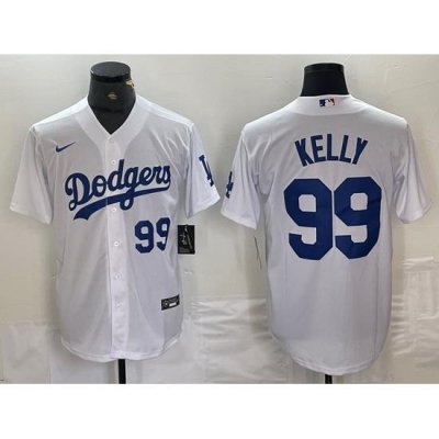 Men Los Angeles Dodgers 99 Joe Kelly White Cool Base Stitched Baseball Jersey 8