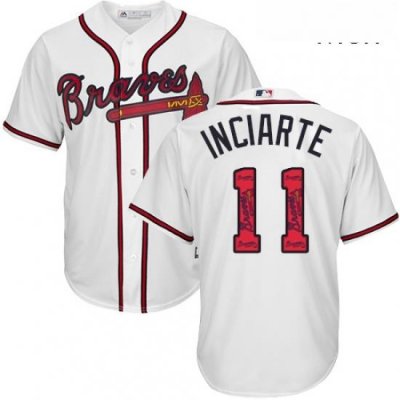 Mens Majestic Atlanta Braves 11 Ender Inciarte Authentic White Team Logo Fashion Cool Base MLB Jersey