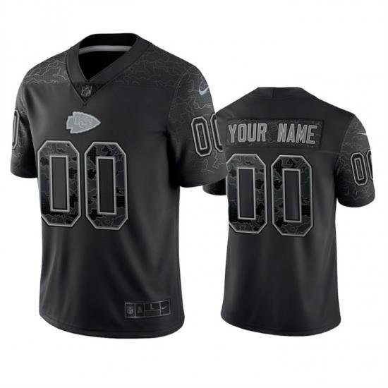 Men Women Youth Kansas City Chiefs Active Player Custom Black Reflective Limited Stitched Football Jersey