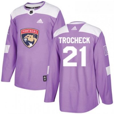 Youth Adidas Florida Panthers 21 Vincent Trocheck Authentic Purple Fights Cancer Practice NHL Jersey