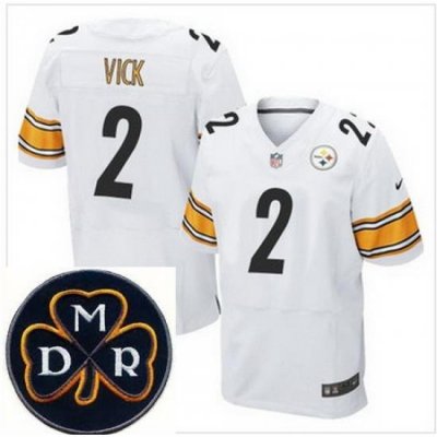 Men's Nike Pittsburgh Steelers #2 Michael Vick White NFL Elite MDR Dan Rooney Patch Jersey