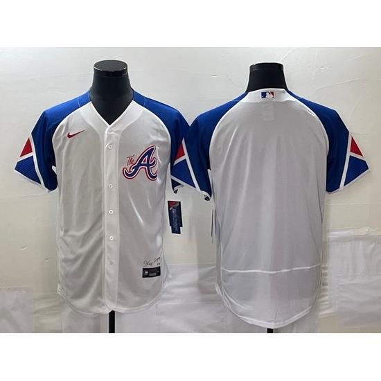 Men's Atlanta Braves Blank White 2023 City Connect Flex Base Stitched Baseball Jersey