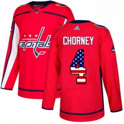 Youth Adidas Washington Capitals 4 Taylor Chorney Authentic Red USA Flag Fashion NHL Jersey