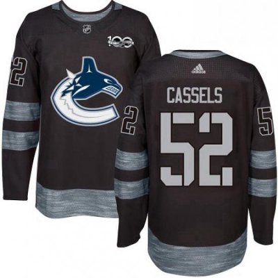 Mens Adidas Vancouver Canucks 52 Cole Cassels Authentic Black 1917 2017 100th Anniversary NHL Jersey