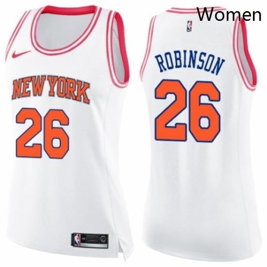 Womens Nike New York Knicks 26 Mitchell Robinson Swingman WhitePink Fashion NBA Jersey