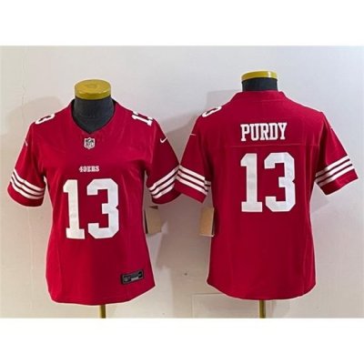 Women San Francisco 49ers 13 Brock Purdy Red 2023 F U S E  Vapor Untouchable Limited Stitched Football Jersey  Run Small