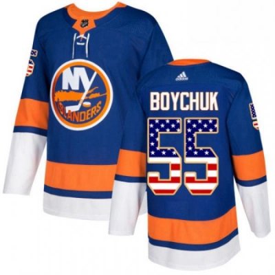 Youth Adidas New York Islanders 55 Johnny Boychuk Authentic Royal Blue USA Flag Fashion NHL Jersey