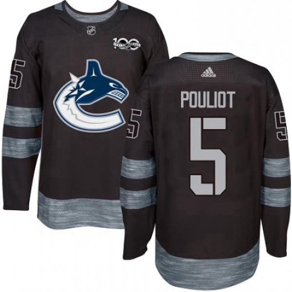 Mens Adidas Vancouver Canucks 5 Derrick Pouliot Authentic Black 1917 2017 100th Anniversary NHL Jersey