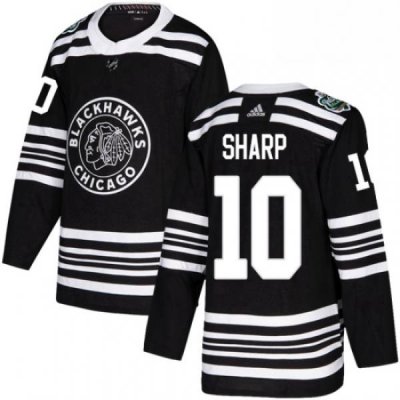 Mens Adidas Chicago Blackhawks 10 Patrick Sharp Authentic Black 2019 Winter Classic NHL Jersey