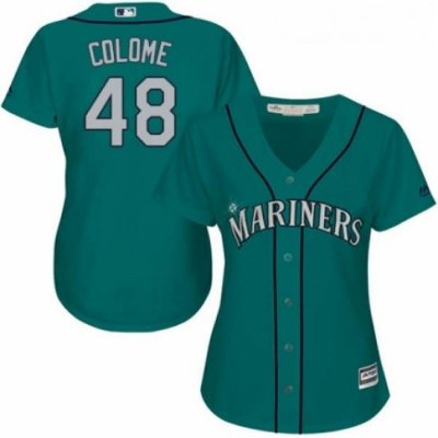 Womens Majestic Seattle Mariners 48 Alex Colome Authentic Teal Green Alternate Cool Base MLB Jersey