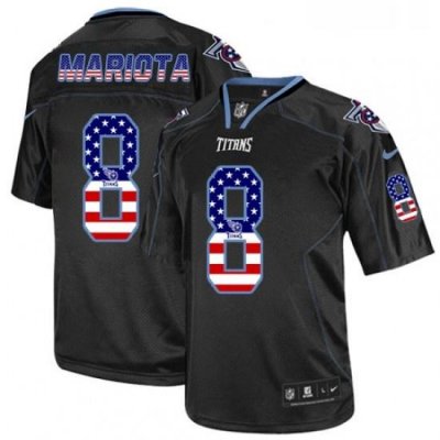 Mens Nike Tennessee Titans 8 Marcus Mariota Elite Black USA Flag Fashion NFL Jersey