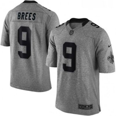 Mens Nike NeW Orleans Saints 9 DreW Brees Limited Gray Gridiron NFL Jersey