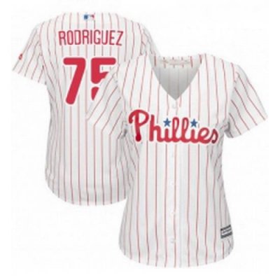 Womens Majestic Philadelphia Phillies 75 Francisco Rodriguez Replica WhiteRed Strip Home Cool Base MLB Jersey