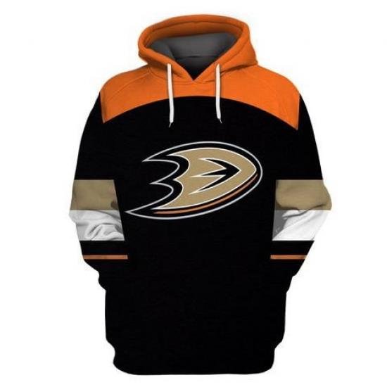 Men Anaheim Ducks Black All Stitched Hooded Sweatshirt