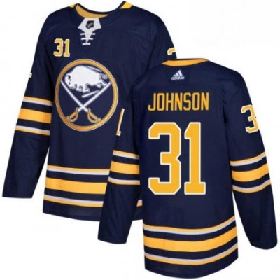 Mens Adidas Buffalo Sabres 31 Chad Johnson Authentic Navy Blue Home NHL Jersey