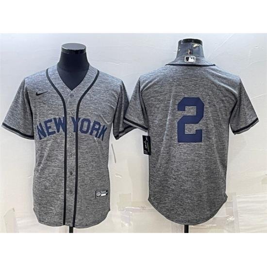 Men NeW York Yankees 2 Derek Jeter Grey Cool Base Stitched JerseyS