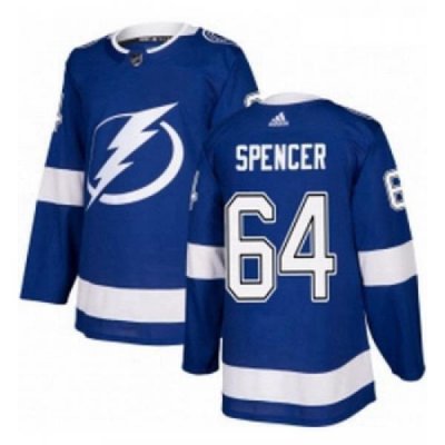 Youth Adidas Tampa Bay Lightning 64 Matthew Spencer Authentic Royal Blue Home NHL Jersey