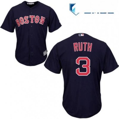 Mens Majestic Boston Red Sox 3 Babe Ruth Replica Navy Blue Alternate Road Cool Base MLB Jersey