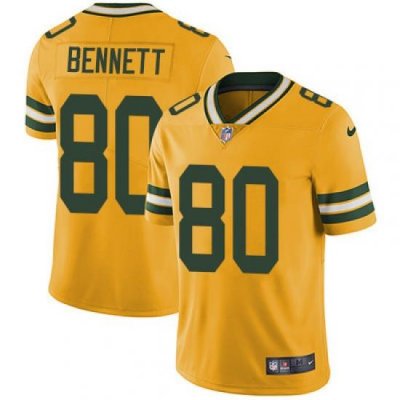 Nike Packers #80 Martellus Bennett Yellow Mens Stitched NFL Limited Rush Jersey