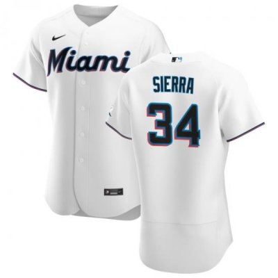 Men Miami Marlins 34 Magneuris Sierra Men Nike White Home 2020 Flex Base Player MLB Jersey