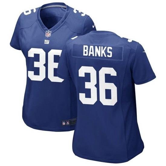 Women New York Giants 36 Deonte Banks Royal Limited Stitched NFL Jersey