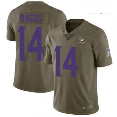 Mens Nike Minnesota Vikings 14 Stefon Diggs Limited Olive 2017 Salute to Service NFL Jersey